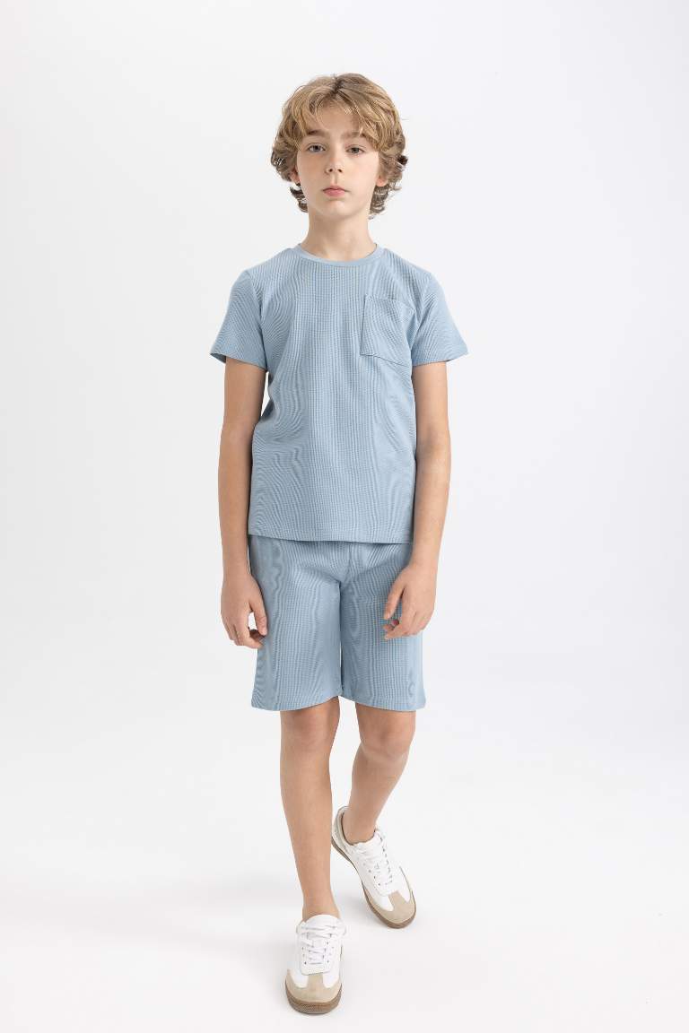 Boy Waffle Short Sleeve 2 Piece Pajama Set