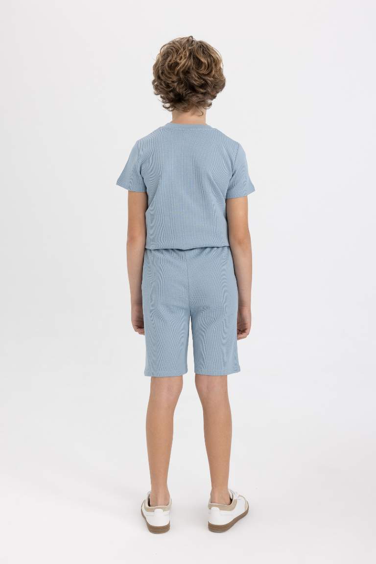 Boy Waffle Short Sleeve 2 Piece Pajama Set