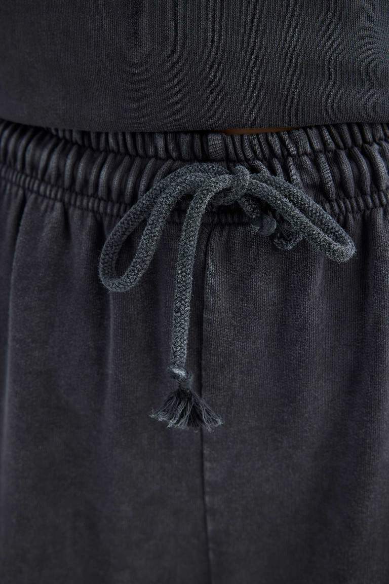Wide Leg Yıkamalı Soluk Efektli Eşofman Altı