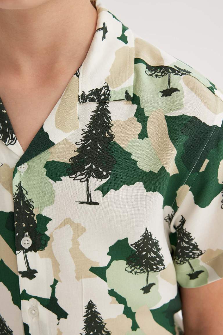 Chemise Oversize à Manches Courtes en Viscose imprimée pour Garçon