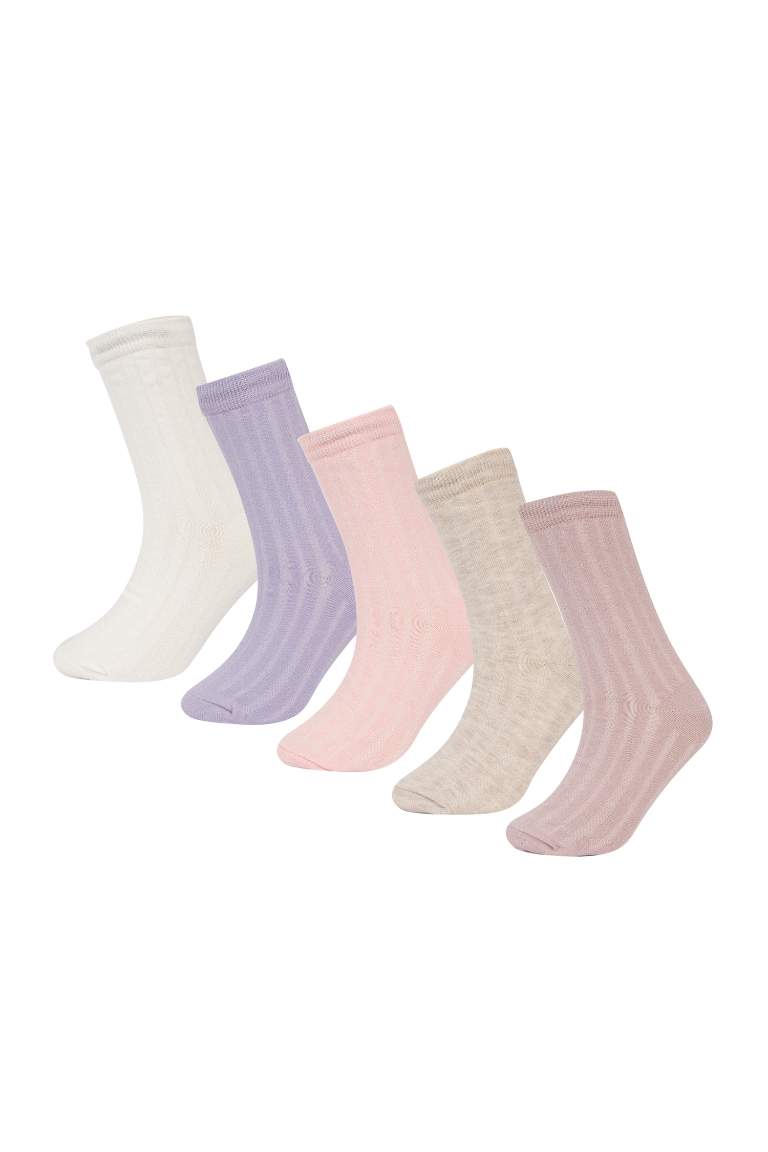 Girl 5 Piece Cotton Long Socks