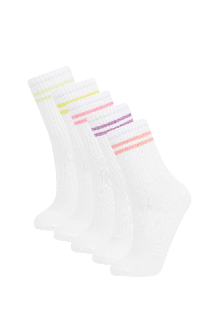 Girl 5 Piece Cotton Long Socks