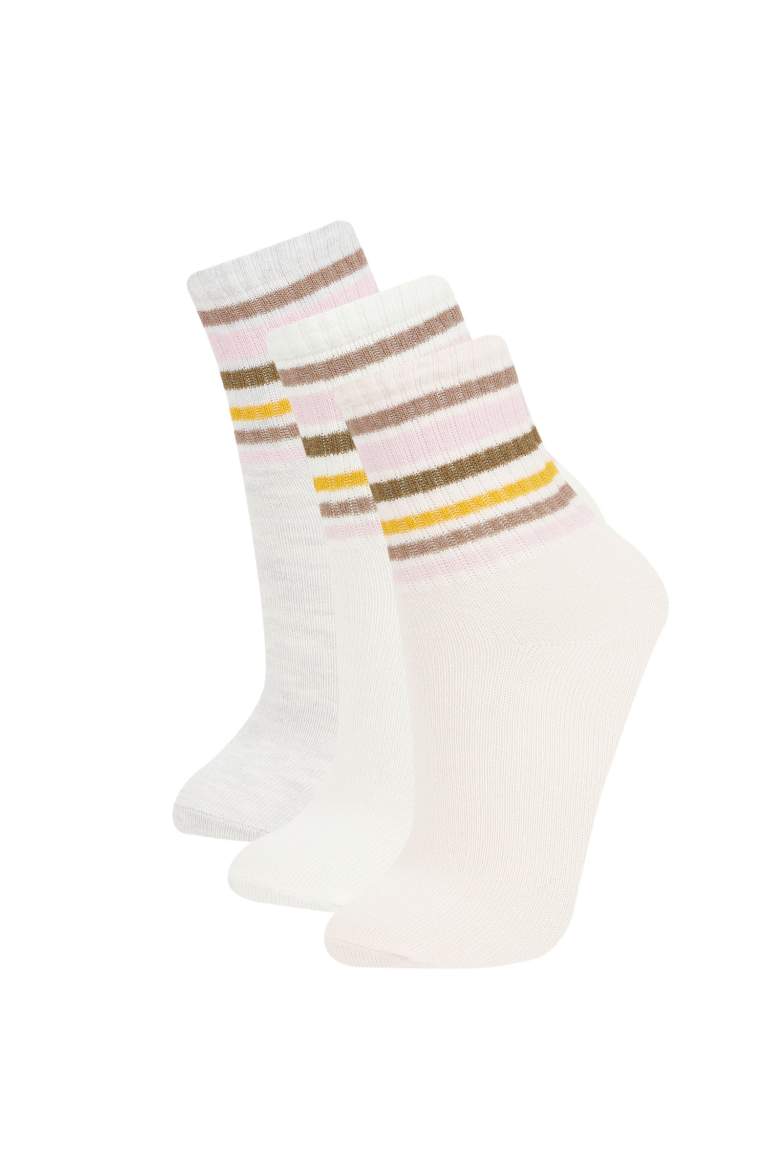 Lot de 3 paires de chaussettes longues en coton à motif cercles pour Fille