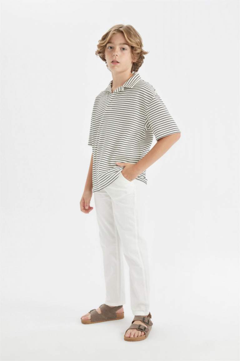 Boy Regular Fit Standard Leg Linen Look Trousers