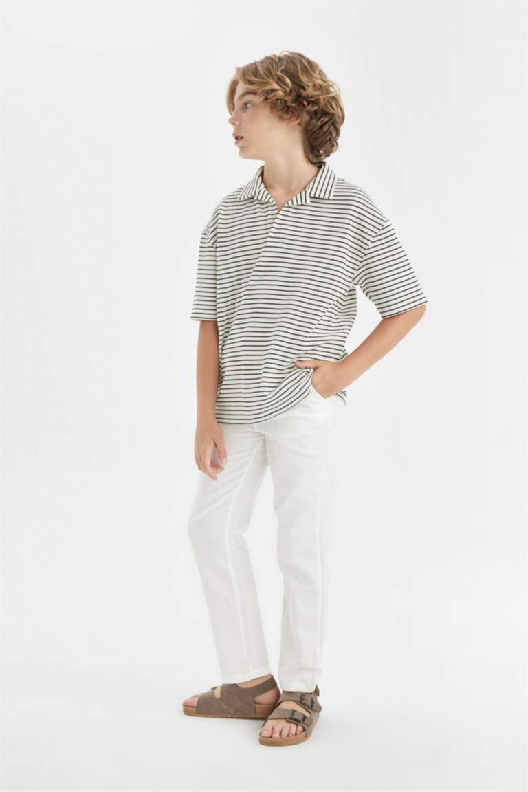 Boy Regular Fit Standard Leg Linen Look Trousers