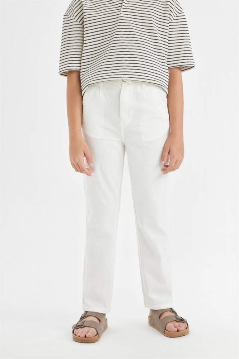 Boy Regular Fit Standard Leg Linen Look Trousers