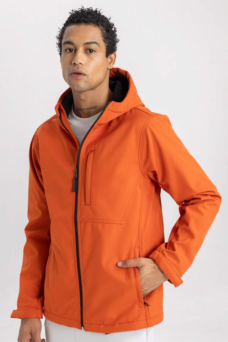 DeFactoFit Softshell Mont Su İtici Rüzgar Geçirmez Kapüşonlu Fermuarlı Cepli
