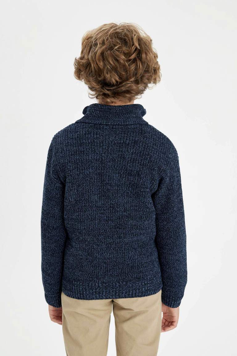 Boy Regular Fit Zippered Collar Knitwear Pullover