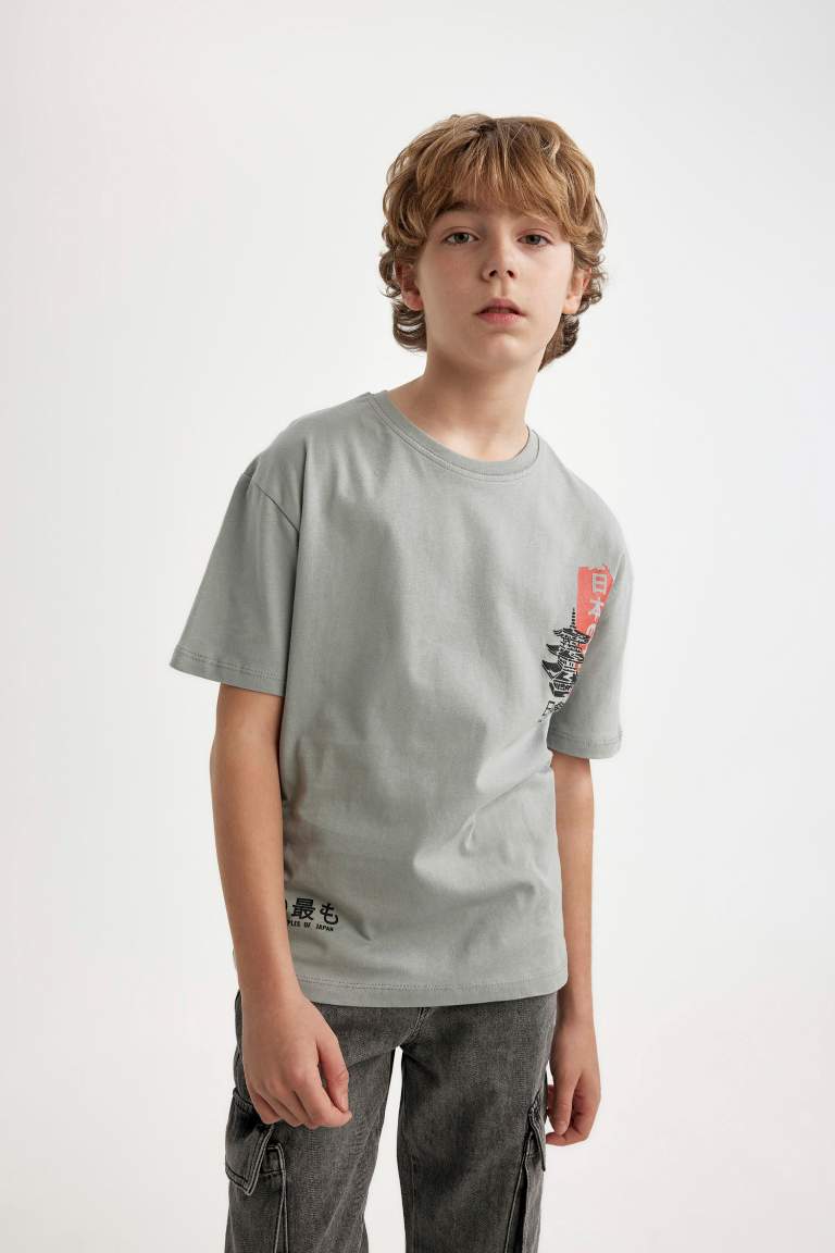 Boy Oversize Fit Crew Neck Printed T-Shirt