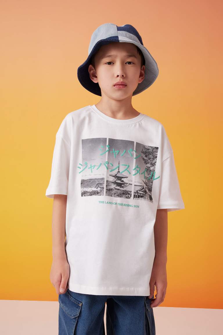 Boy Oversize Fit Crew Neck Printed Short Sleeve T-Shirt