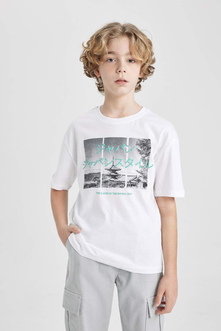 Boy Oversize Fit Crew Neck Printed Short Sleeve T-Shirt