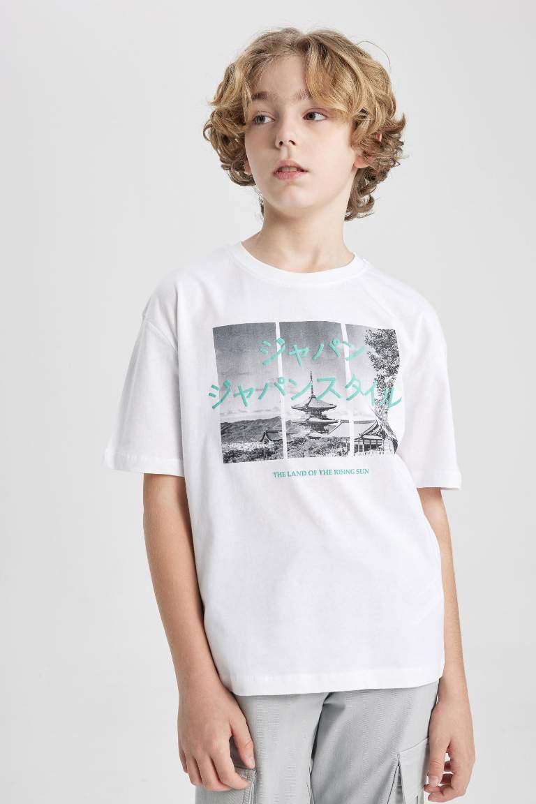 Boy Oversize Fit Crew Neck Printed Short Sleeve T-Shirt