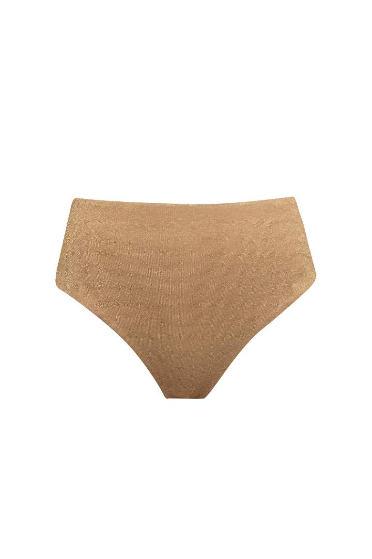 Bas de Bikini Taille Haute en Tissu Brillant coupe régulière de Fall in Love