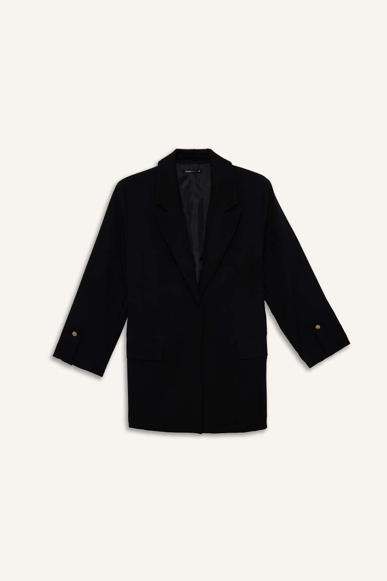 Loose Fit Ceket Yaka Basic Blazer Ceket