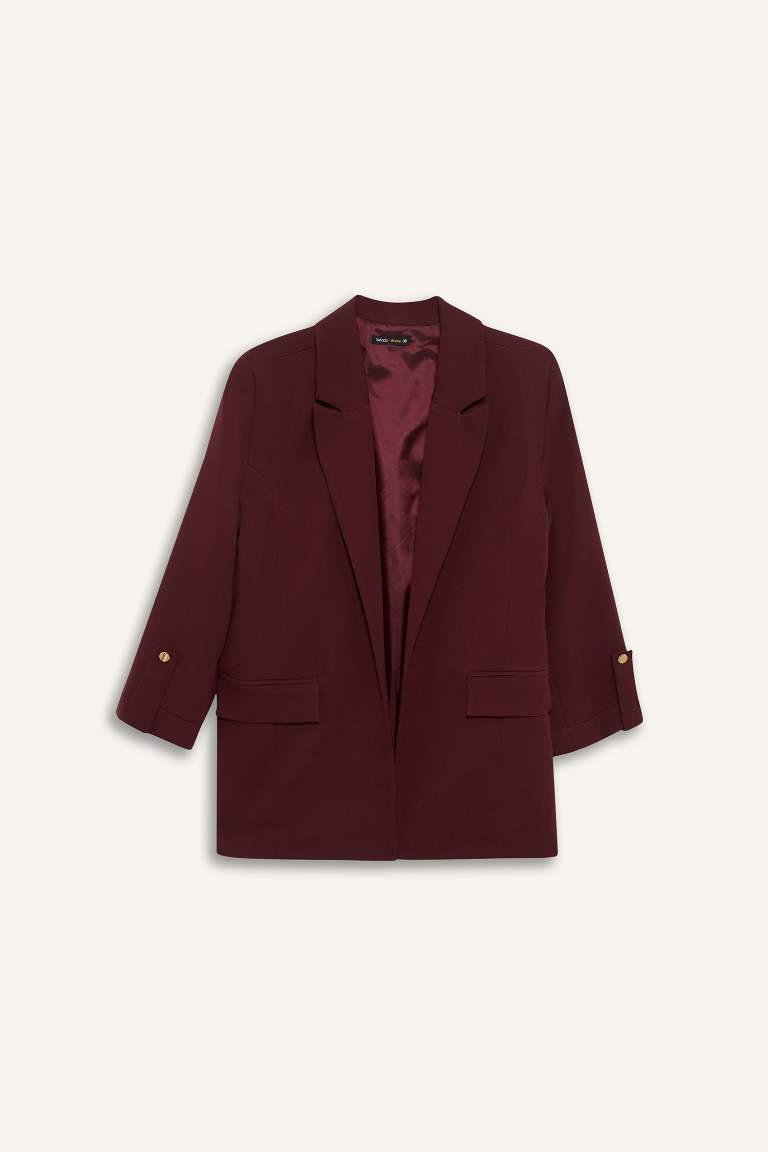 Loose Fit Ceket Yaka Basic Blazer Ceket