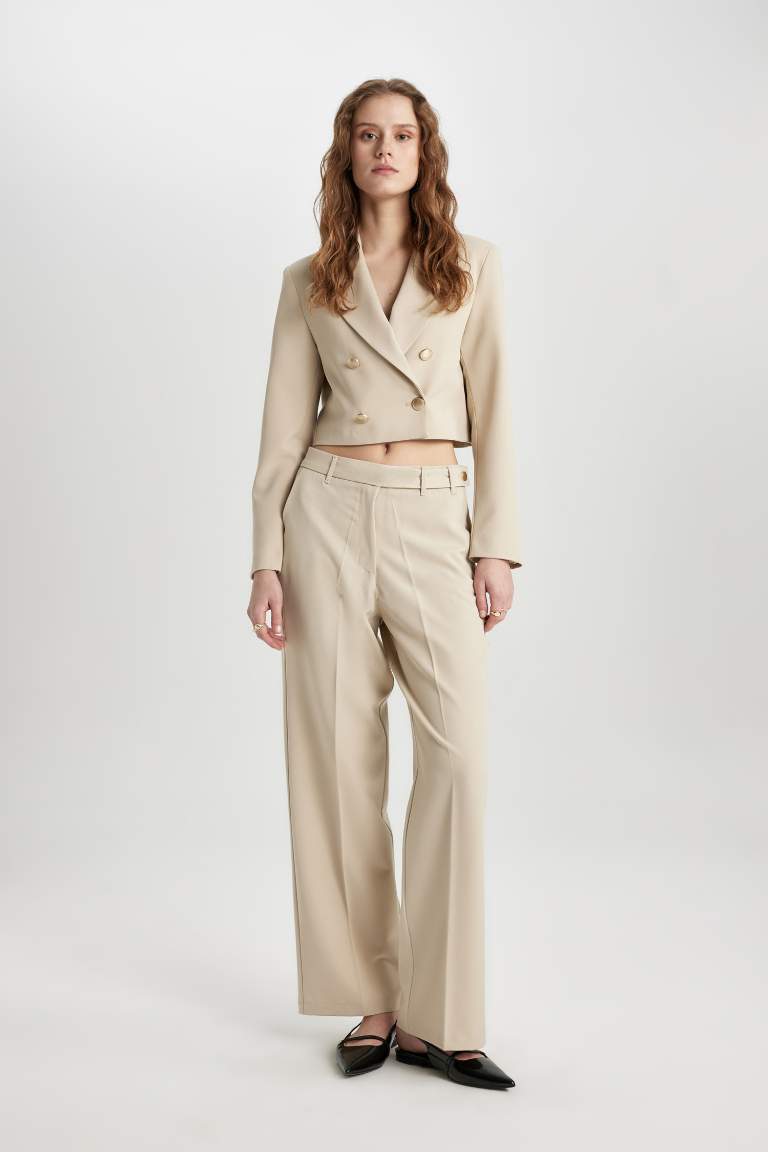 Straight Fit High Waist Straight Leg Chino Pants