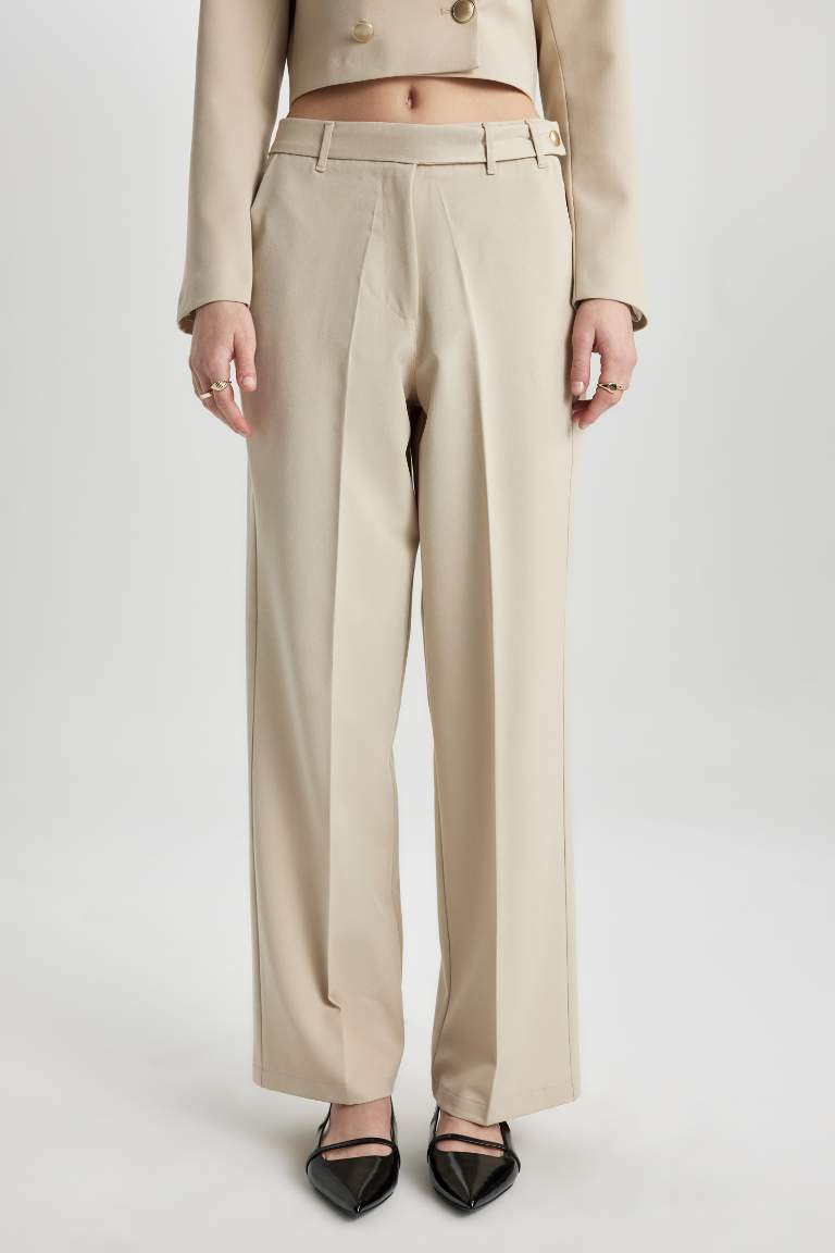 Straight Fit High Waist Straight Leg Chino Pants