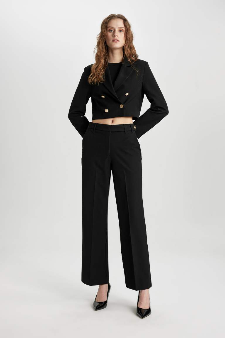 Straight Fit High Waist Straight Leg Chino Pants