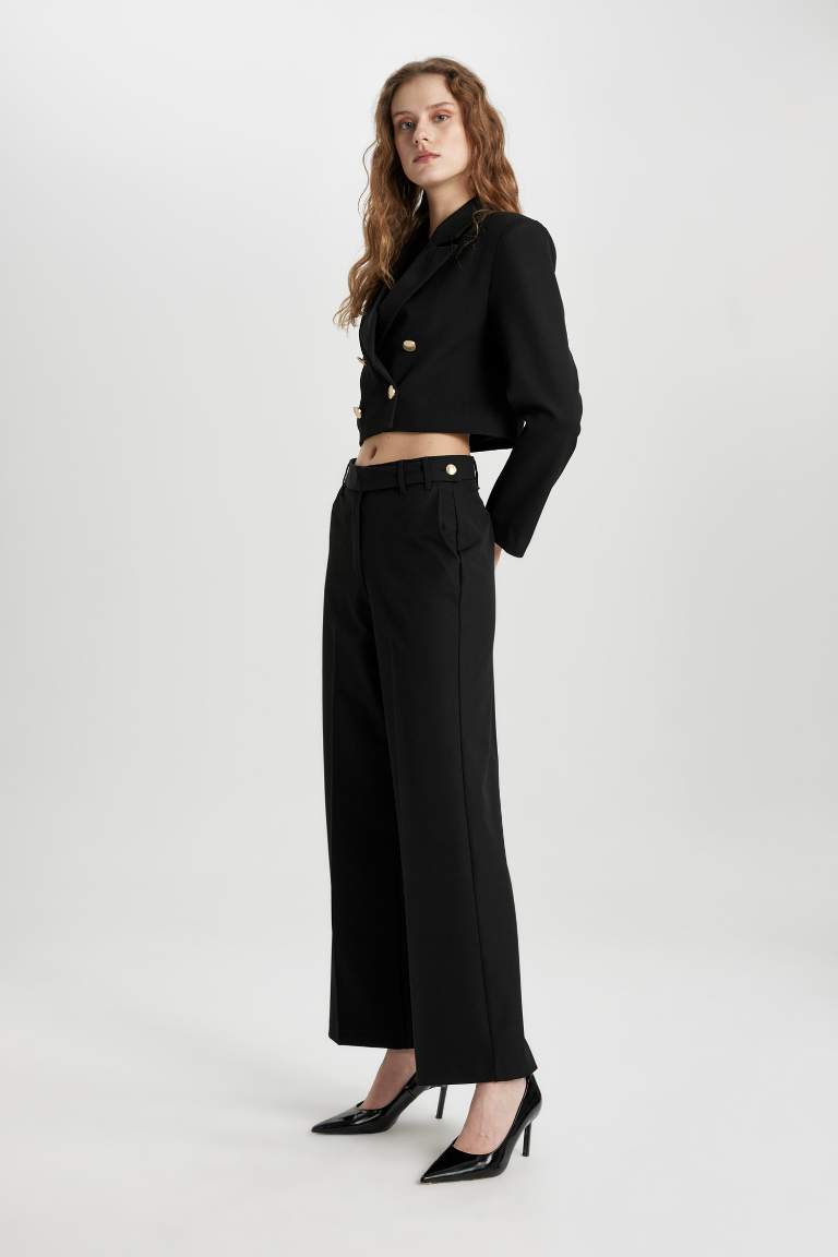 Straight Fit High Waist Straight Leg Chino Pants