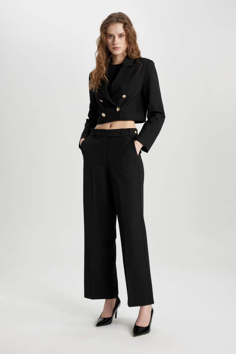 Straight Fit High Waist Straight Leg Chino Pants