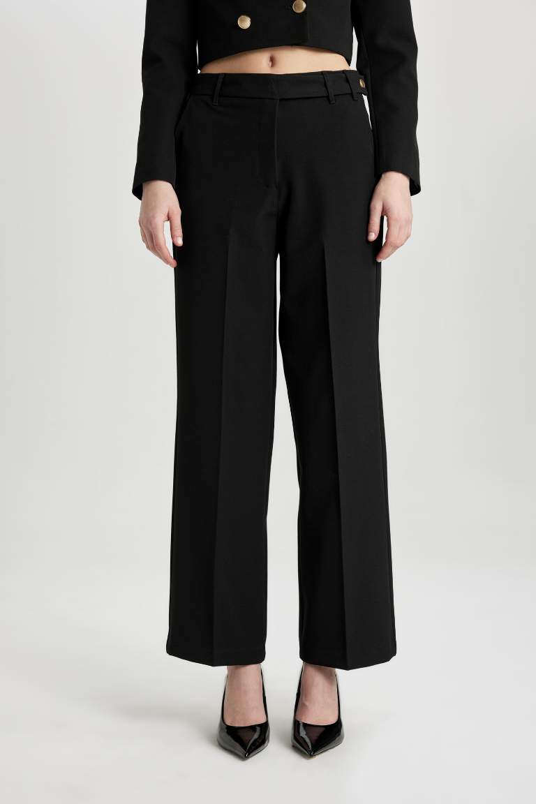 Straight Fit High Waist Straight Leg Chino Pants