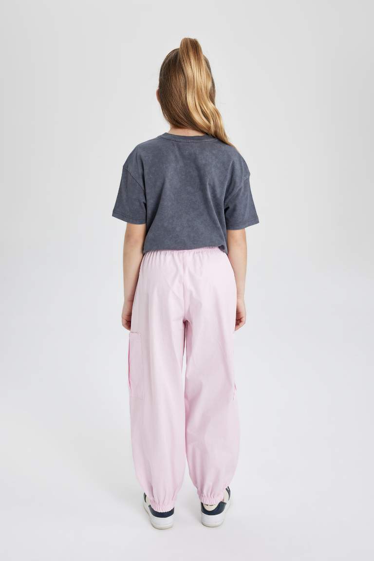 Girl Parachute Cargo Cotton Trousers