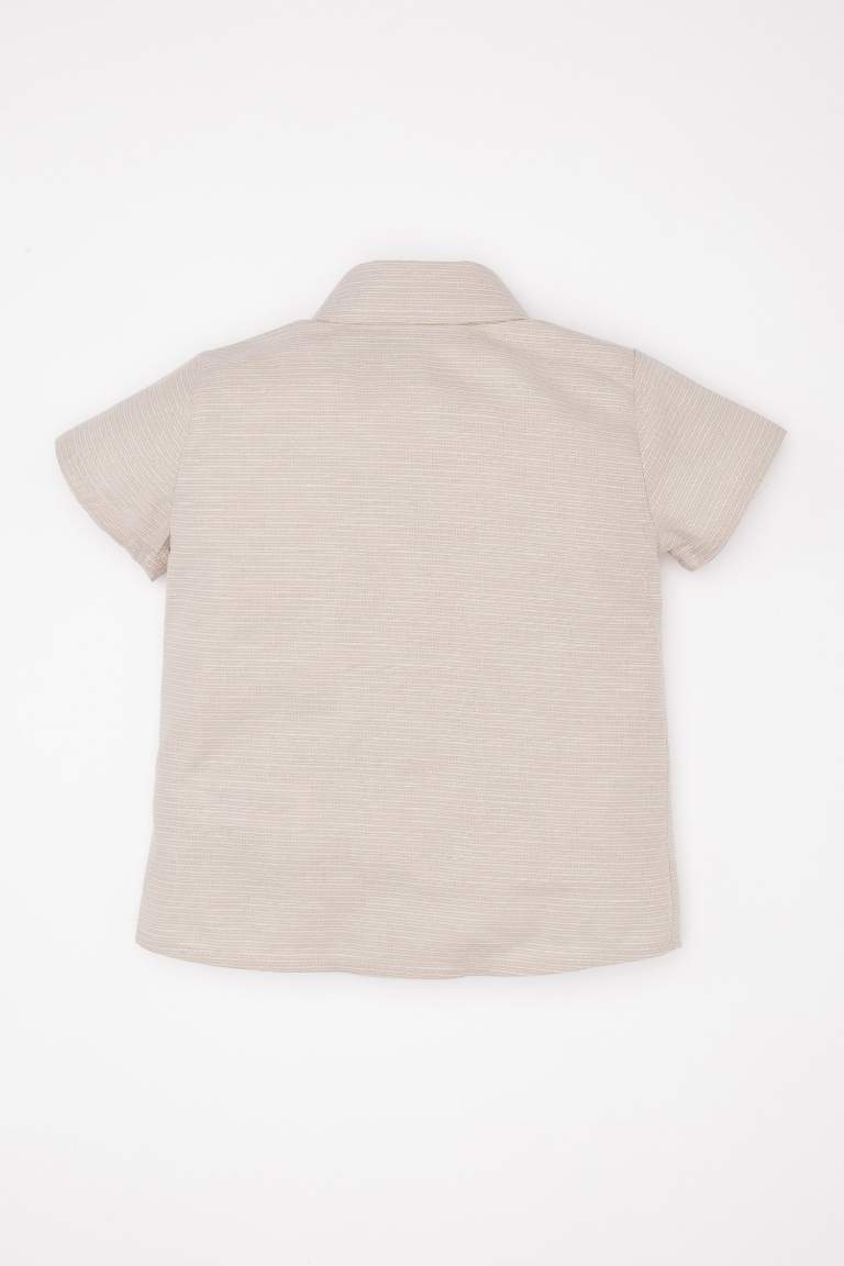 Baby Boy Short Sleeve Shirt with Woven Label