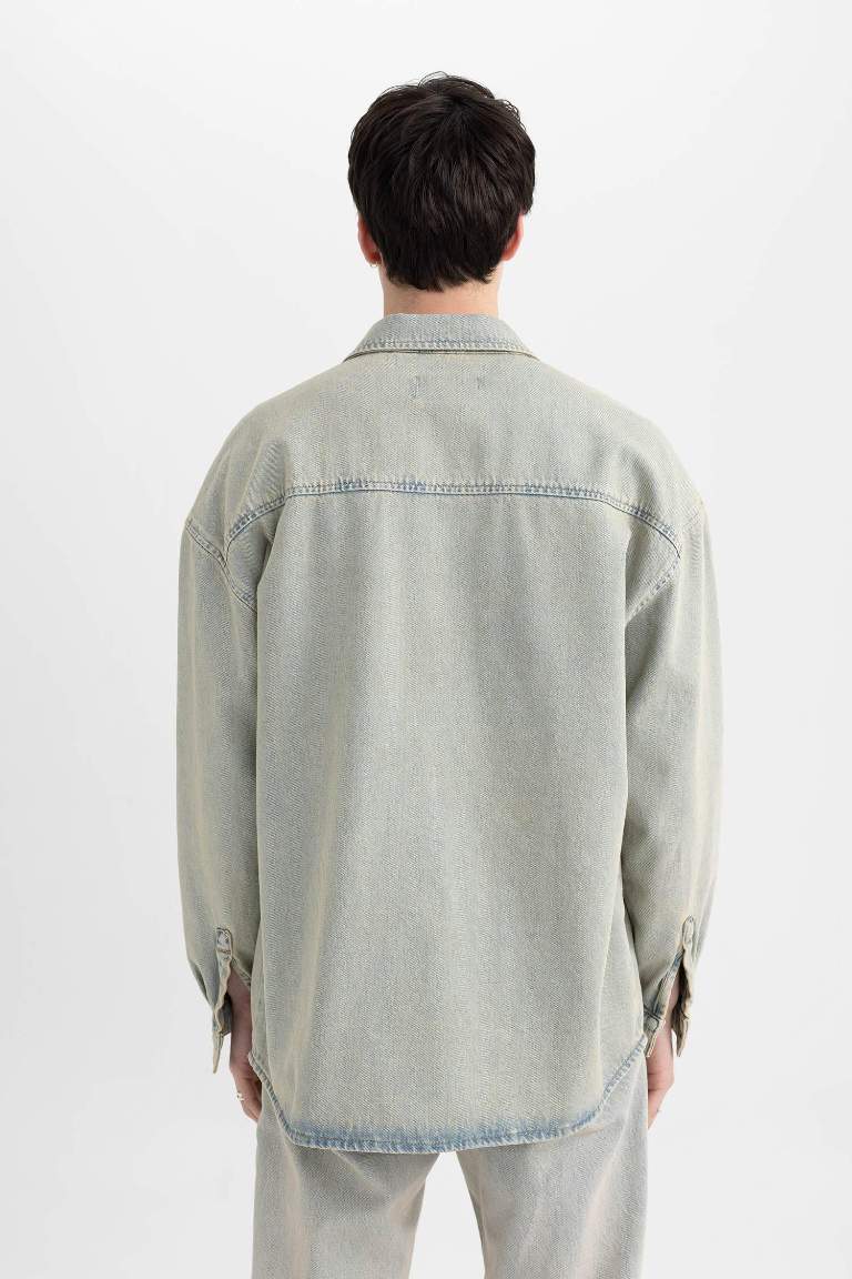 Oversize Fit Faded Effect Jean Shirt