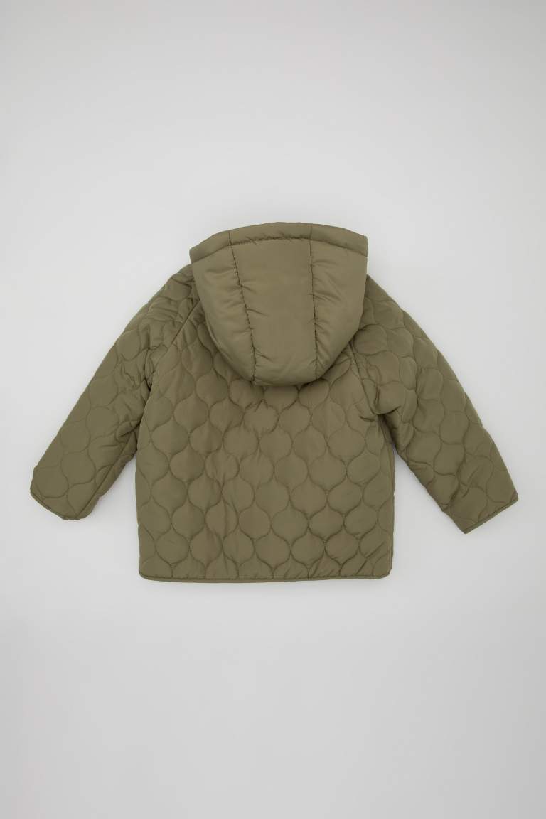 Baby Boy Hooded Waterproof Patterned Puffer Jacket