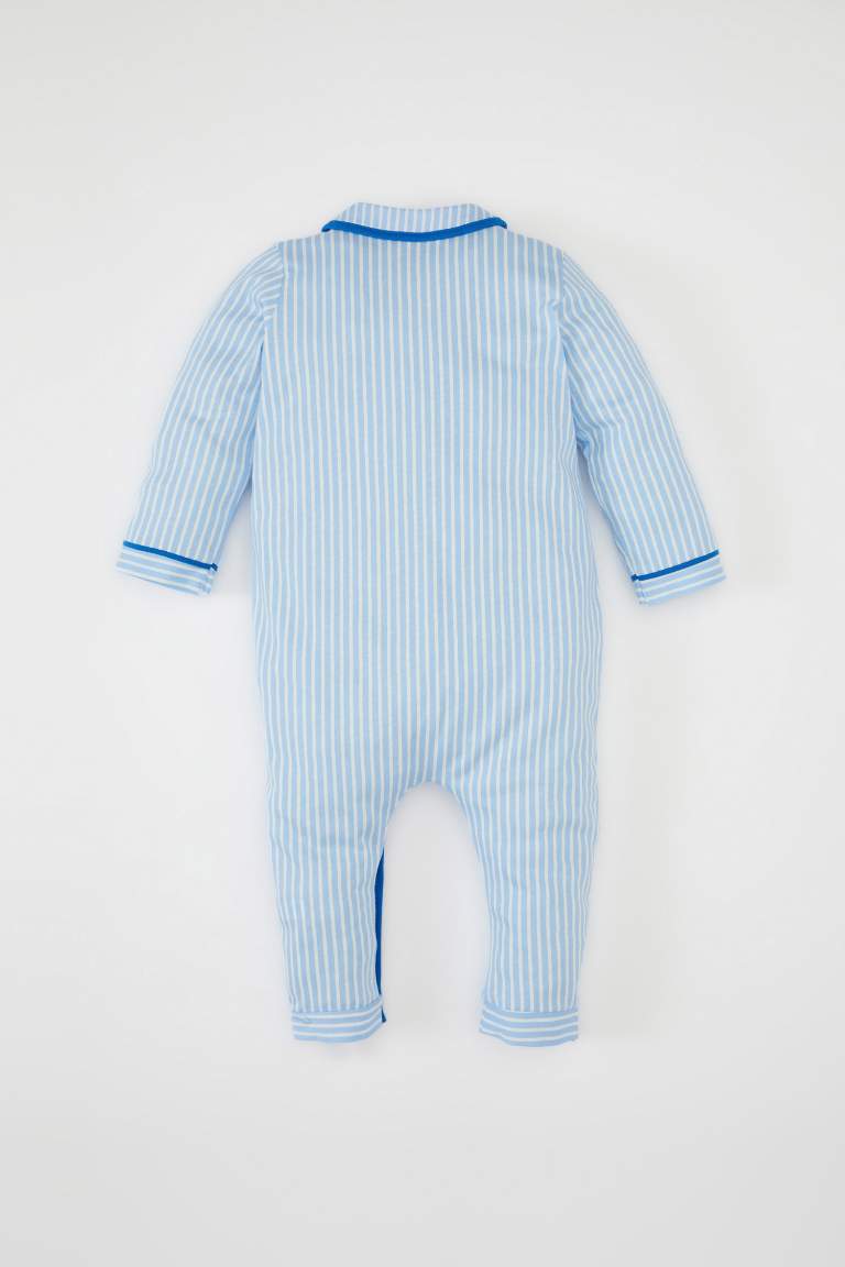 Erkek Bebek Çizgili Penye Uzun Kollu Pijama Tulum