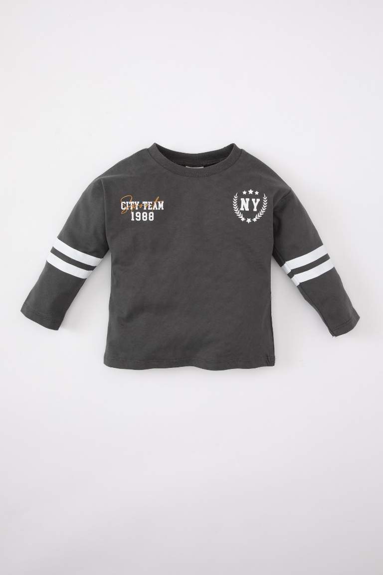 Baby Boy Crew Neck Printed Long Sleeve T-Shirt