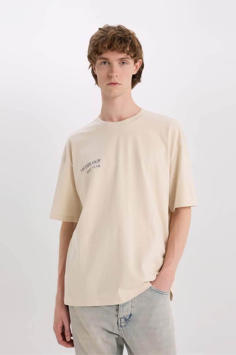 Oversize Fit Crew Neck Back Printed T-Shirt