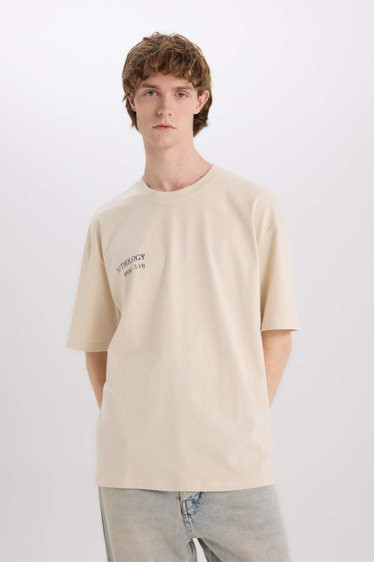 Oversize Fit Crew Neck Back Printed T-Shirt