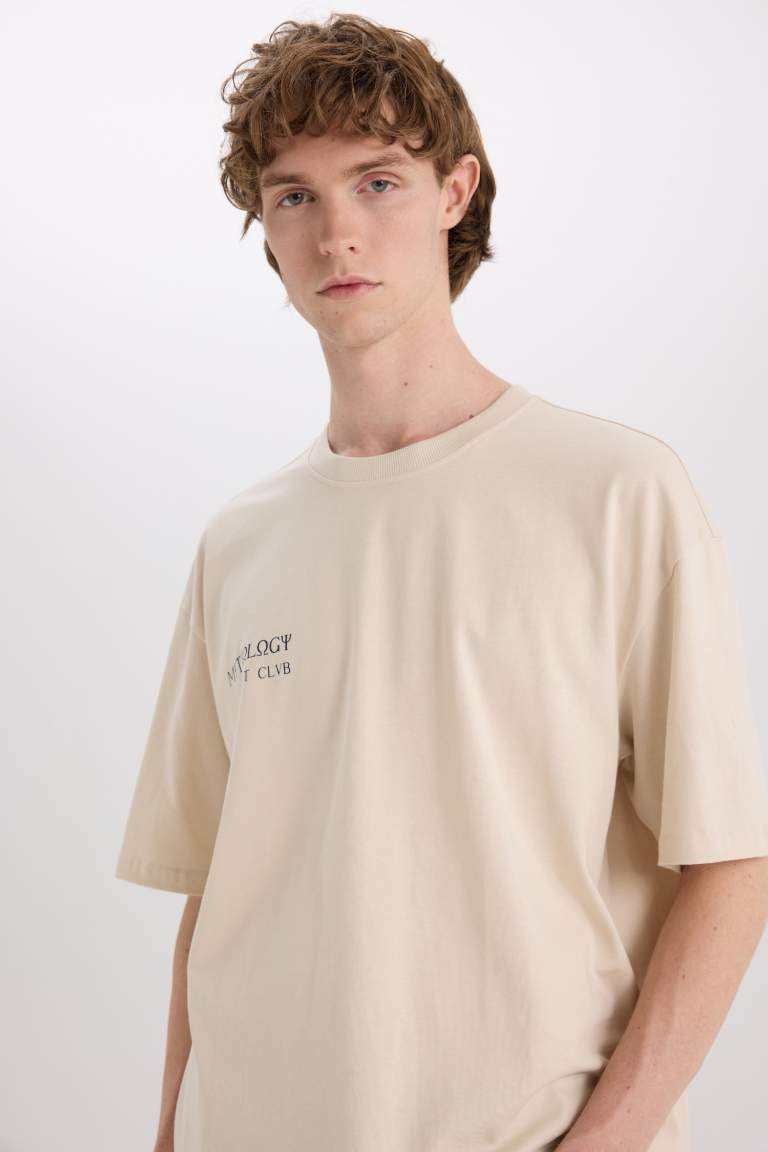 T-Shirt Oversize Manches Courtes Col Rond Imprimé Dos