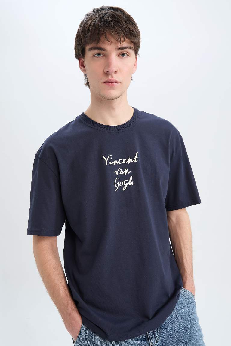 Oversize Fit Van Gogh Licensed Crew Neck T-Shirt