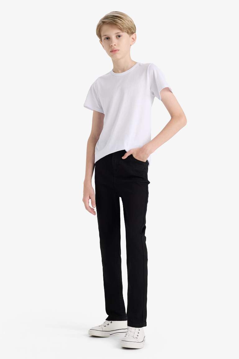 Erkek Çocuk Okul Slim Fit Dar Kesim Düz Paça Jean Pantolon