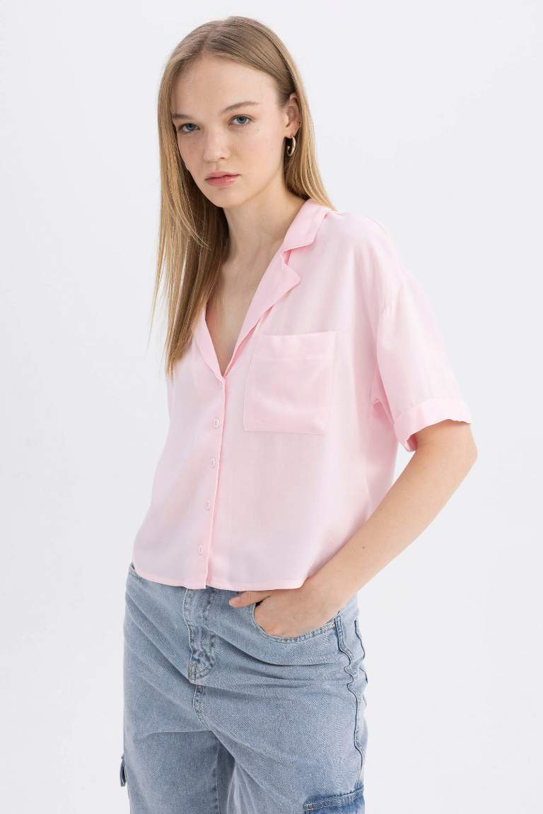 Oversize Fit Pyjamas Collar Short Sleeve Shirt