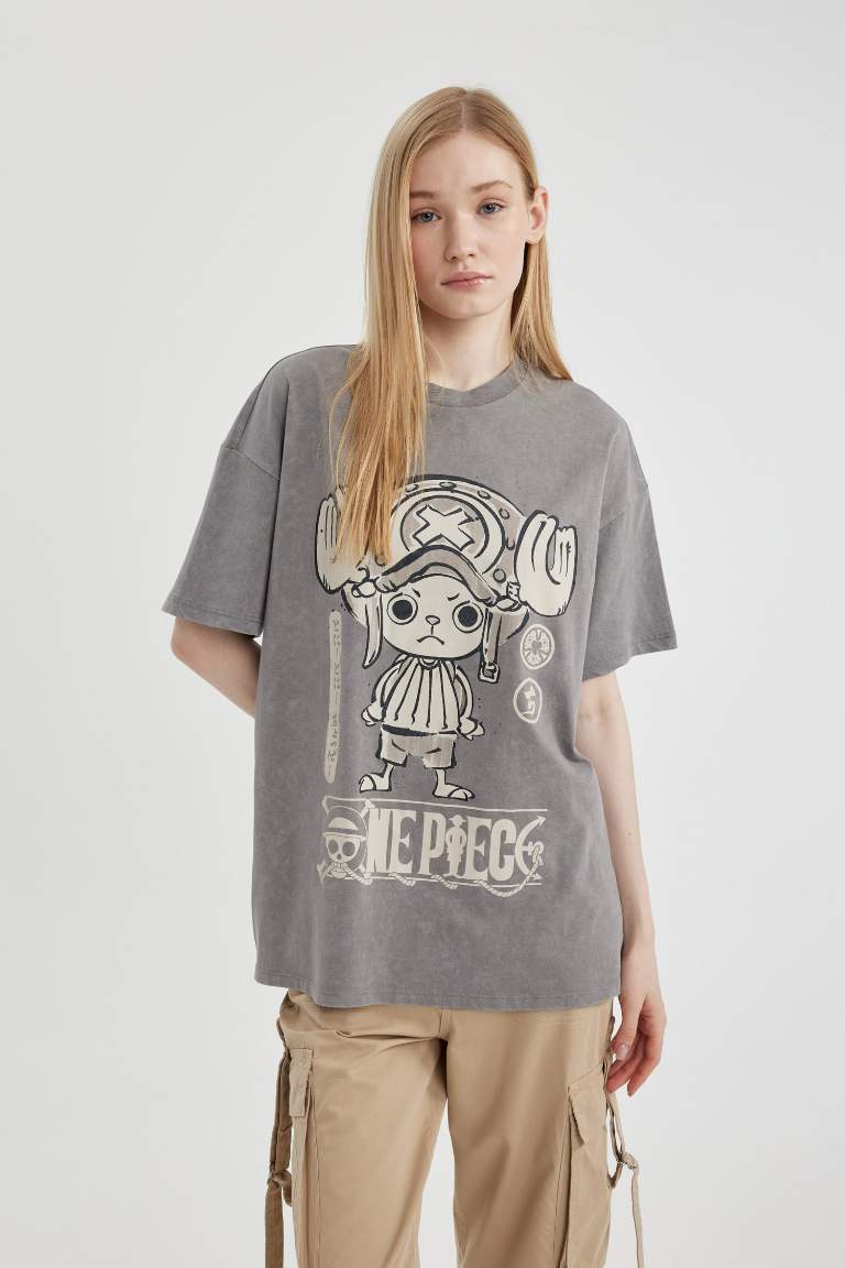 One Piece Oversize Fit Short Sleeve Washed Effect T-Shirt