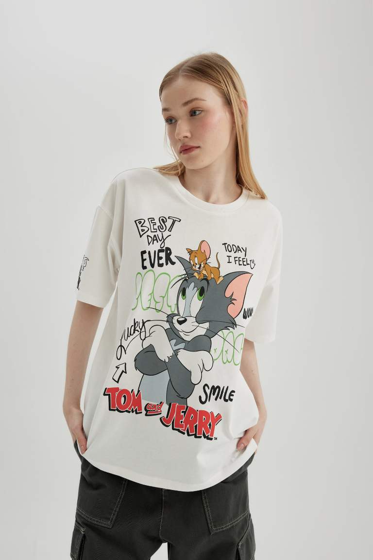 Unisex Tom & Jerry Oversize Fit Printed T-Shirt