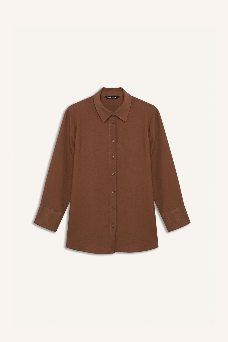 Chemisier Femme Basique à Col V - 100% Polyester, Coupe Standard, Bleu (taille S/36)