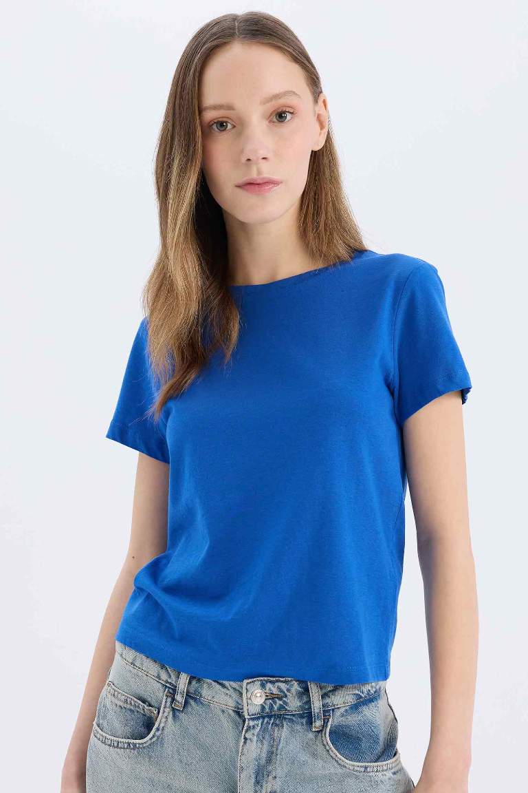 Regular Fit Crew Neck Basic Short Sleeve T-Shirt