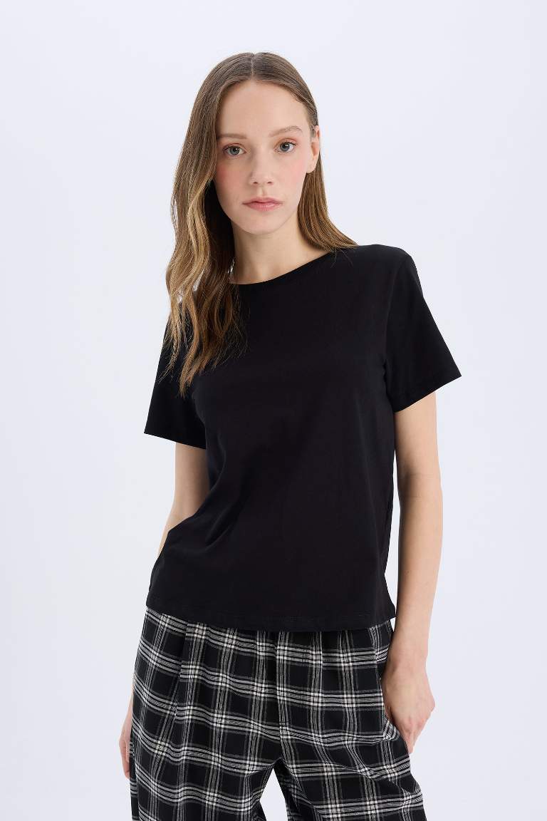 Regular Fit Crew Neck Basic Black T-Shirt