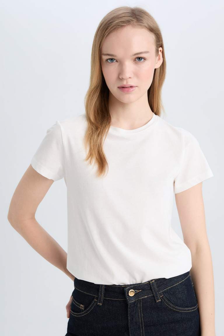 Regular Fit Crew Neck Basic Short Sleeve T-Shirt