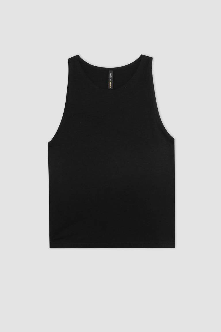 Slim Fit Halter Neck Black Tank Top