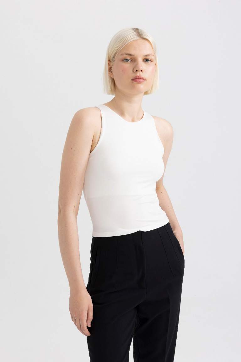 Débardeur Blanc Slim à à col Halter