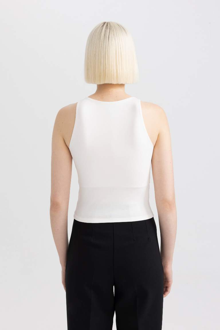 Débardeur Blanc Slim à à col Halter