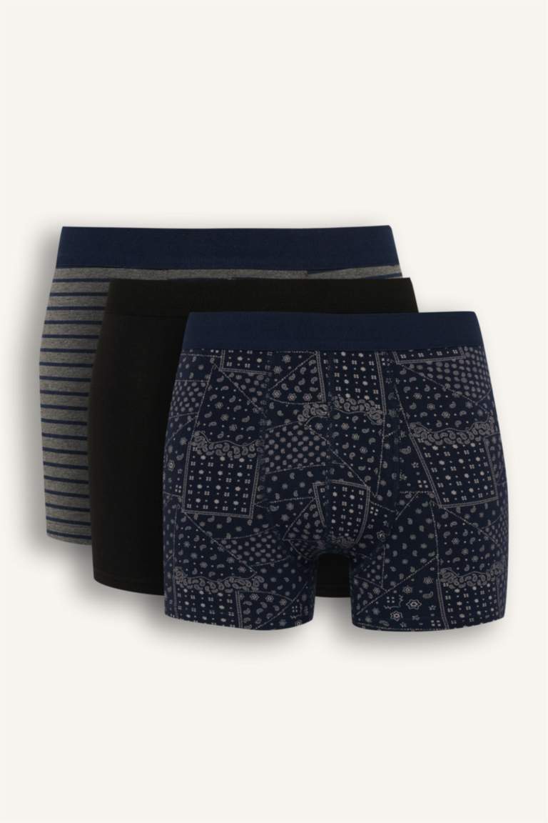 Regular Fit Şal Desenli 3'lü Boxer