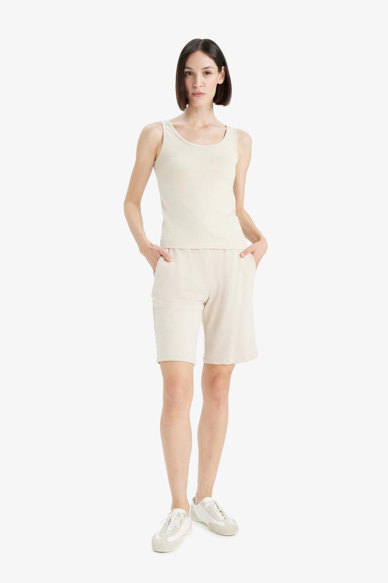 Slim Fit Basic Ribana Round Collar Sleeveless Tank Top