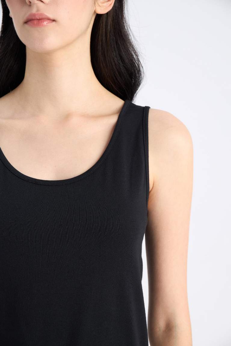 Slim Fit Basic Ribana Round Collar Sleeveless Tank Top