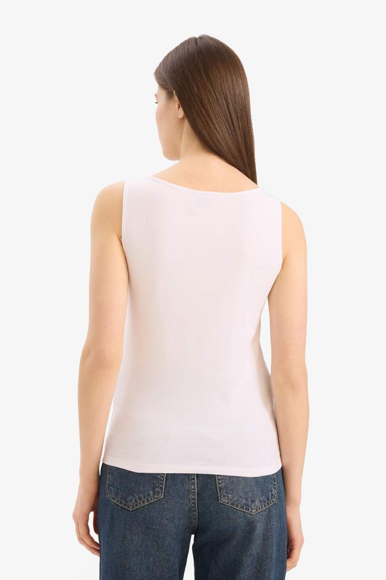 Slim Fit Basic Ribana Round Collar Sleeveless Tank Top